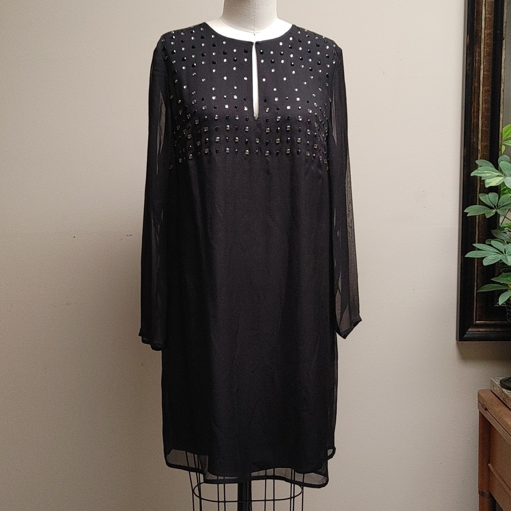 DVF Embellished Black Silk Dress 14